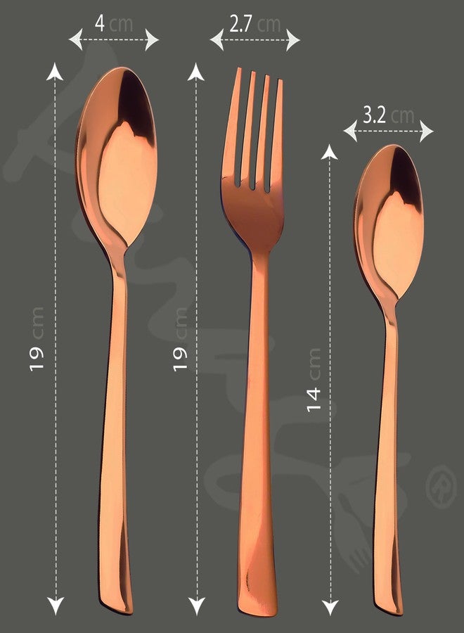 Parage 18 Pieces Stainless Steel Rose Gold Cutlery Set, Premium Cutlery Set for Home & Kitchen, Luxury PVD Rose Gold Flatware for Elegant Dining (6 Pieces Each Table Spoons, Forks & Tea Spoons) - Image 3